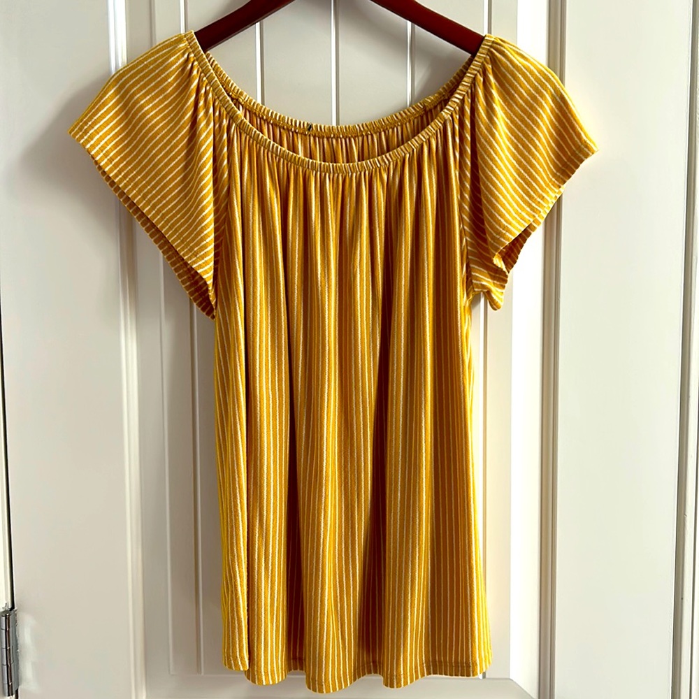 Yellow with white stripes blouse with no tag. Size medium